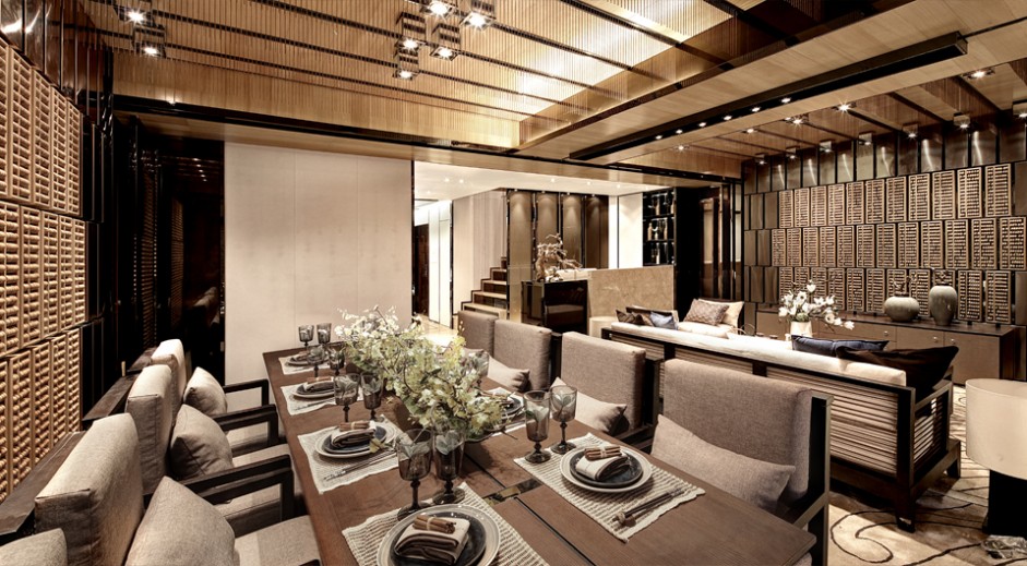 客厅,餐厅,吊顶,新古典,咖啡色
