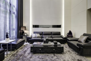 简约现代复式客厅黑白装饰图