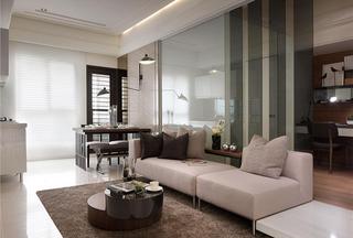 现代客厅沙发玻璃隔断设计