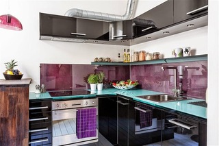 时尚紫色北欧风厨房效果图