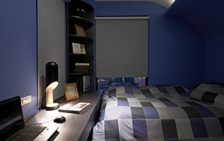 现代简约卧室蓝色背景墙设计