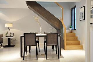 复式餐厅宜家风格设计四人餐桌椅布置效果图