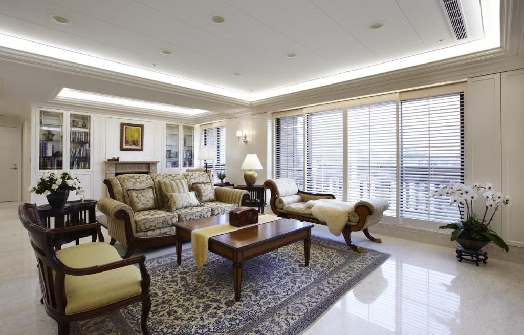 古典美式风格家装客厅室内设计装潢效果图