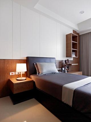 现代简约设计卧室单人床布置