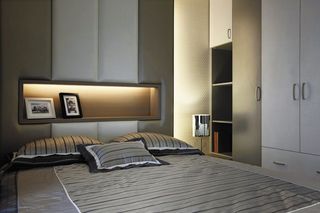 时尚现代风卧室 软包背景墙设计