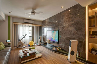 时尚现代客厅大理石电视墙设计