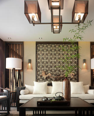典雅休闲中式风格三居室内设计装饰图