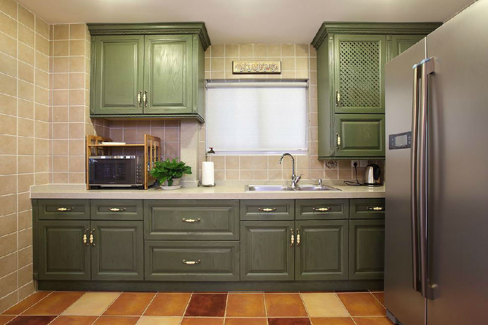 复古橄榄绿美式 厨房橱柜设计