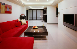 现代简约客厅红色沙发装饰