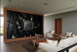 创意现代风 黑色电视背景墙效果图