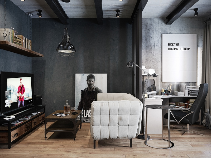 炫酷黑色北欧风 单身公寓设计