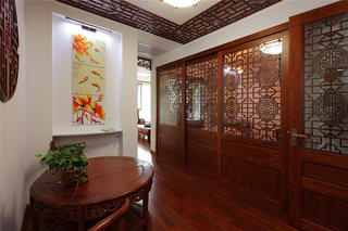 中式古典风格家居过道红木地板装饰效果图