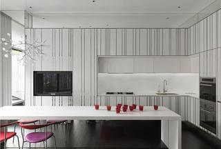 白色时尚北欧厨房橱柜设计效果图