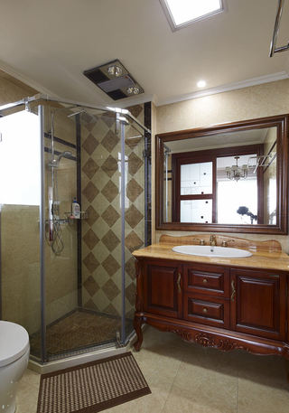 复古欧式卫生间扇形淋浴房隔断效果图