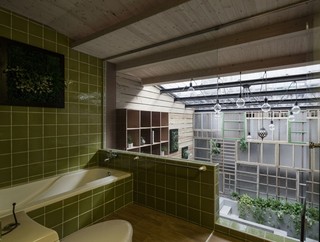 绿色清新美式风格别墅卫生间装饰效果图