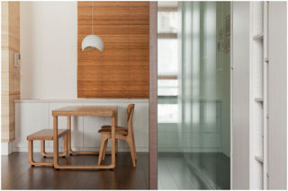 现代简洁餐厅原木餐桌椅装饰效果图
