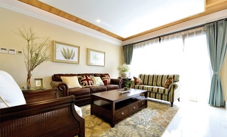温馨休闲美式客厅 沙发背景墙设计