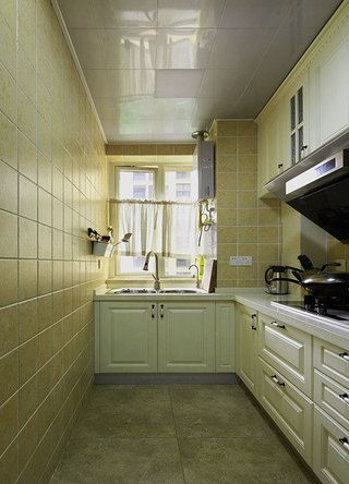 清新黄色系美式厨房设计