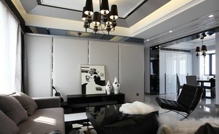 黑白现代时尚摩登二居室内隔断设计装修图