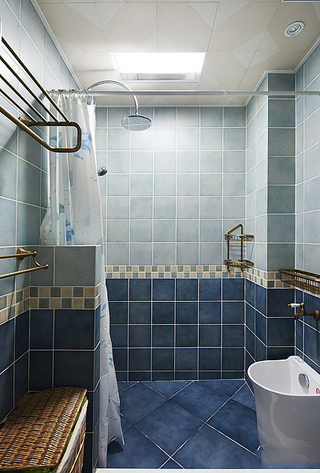 蓝色地中海风格家居卫生间隔断设计装饰图