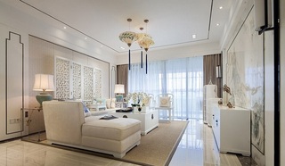 唯美白色新中式客厅装饰设计