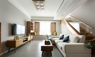 舒适日式家居 复式客厅效果图