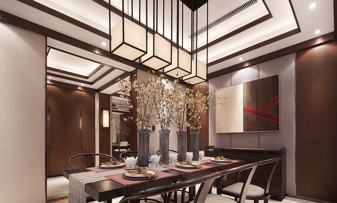 精美现代新中式餐厅吊灯设计