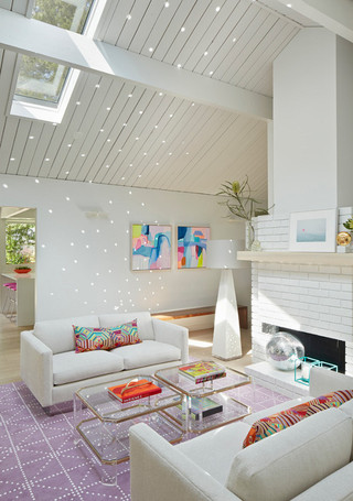 清新梦幻现代家居客厅天窗设计效果图