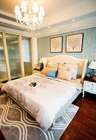 清新薄荷绿 美式卧室背景墙设计