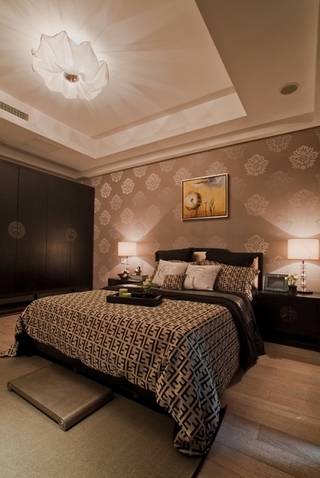 素雅现代简中式风格家居卧室装饰图片