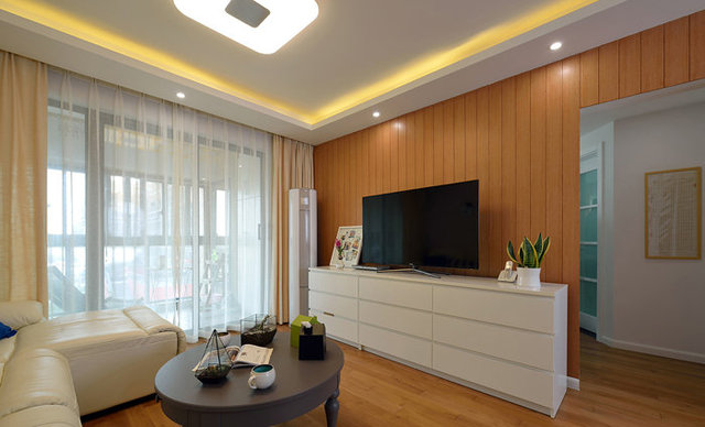 现代简约实木装修78平二室二厅效果图_齐家网装修效果图