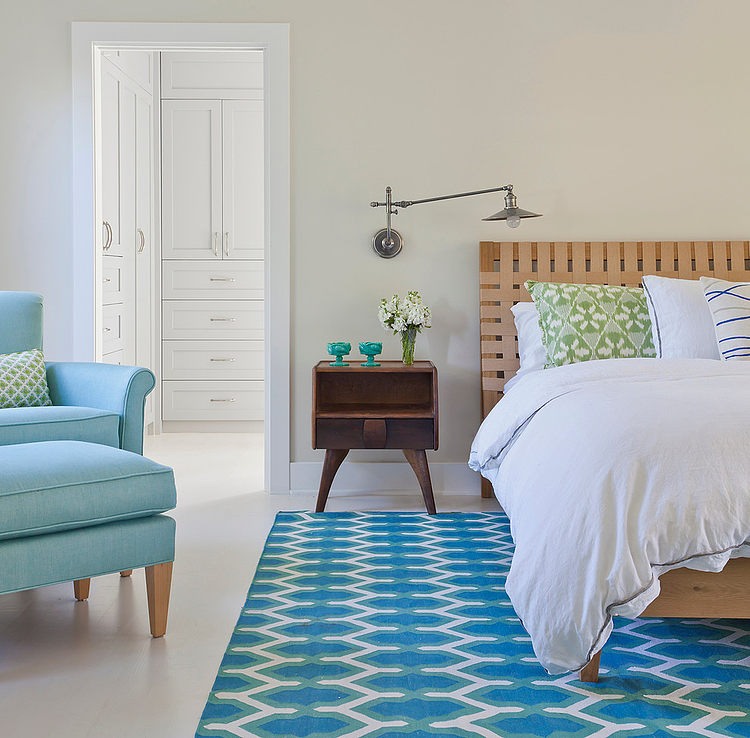 清新简欧风格 卧室蓝色地毯设计