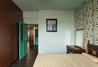 家装卧室混搭清新绿色背景墙装饰效果图