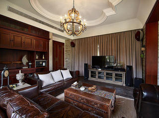 奢华复古咖色系 美式客厅设计