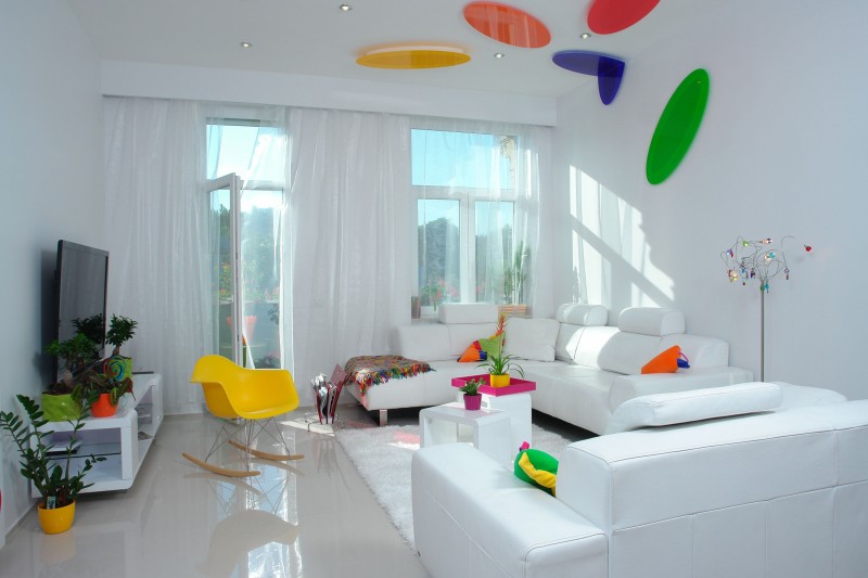 明亮简约风格二室二厅软装色彩点缀装饰效果图