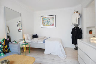 纯白北欧风 单身公寓卧室设计