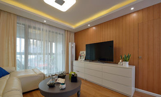 现代设计客厅实木电视背景墙装潢图片