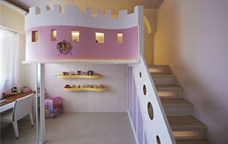 粉色主题城堡简欧儿童房装修设计