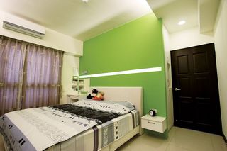 宜家简约风 绿色卧室背景墙设计