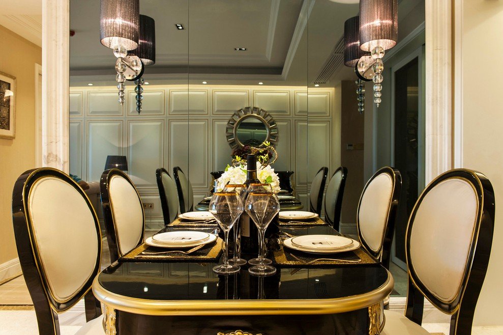 豪华精致新古典餐厅桌椅装饰图