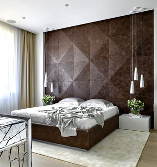 现代简约卧室床头背景墙设计