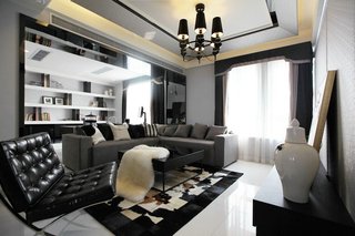 时尚黑白摩登现代客厅装修展示图