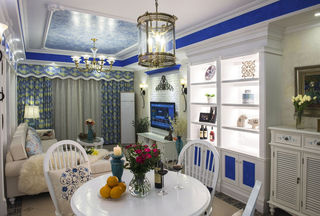 蓝白地中海风格二居室设计装修欣赏图