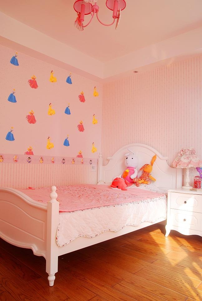 甜美粉嫩美式儿童房效果图