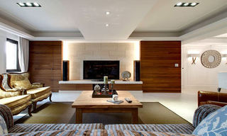 实木美式家装 客厅电视背景墙设计