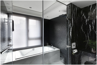 黑色酷炫现代时尚卫生间浴室装修效果图