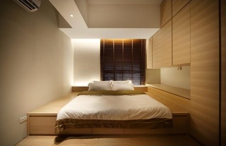 原木简约日式卧室多功能床设计装饰效果图