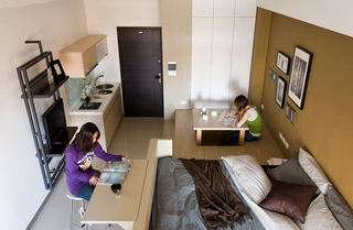 个性创意简约日式设计卧室书房一体效果图