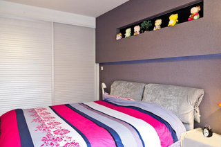 现代时尚混搭卧室床头背景墙置物格设计装饰效果图