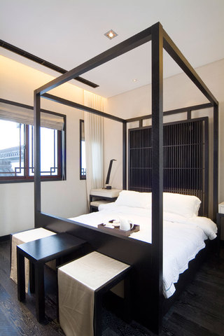 时尚黑色新中式设计 卧室效果图
